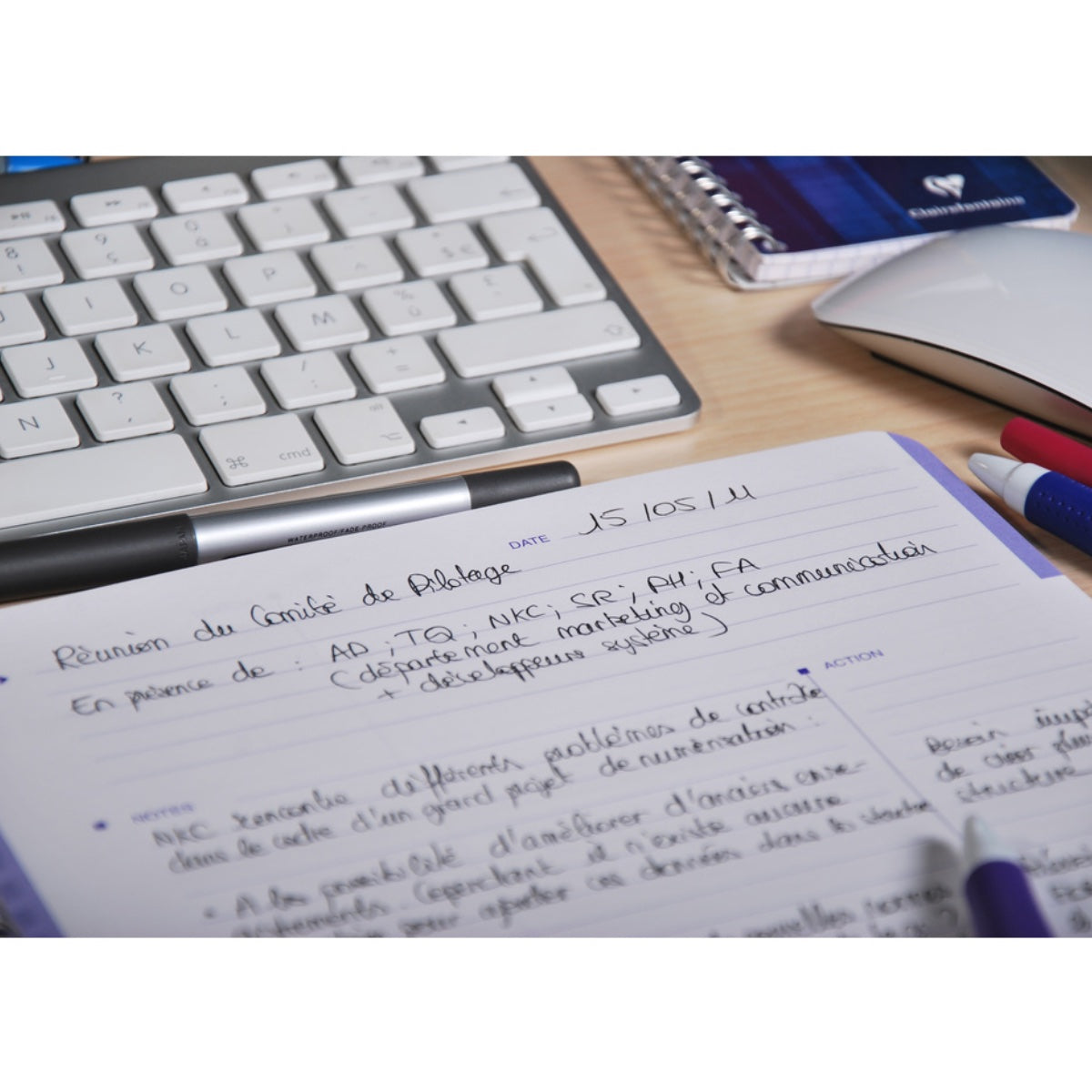 Clairefontaine Spiral Meeting Notebook A4+, 90gsm, 160/pages, Assorted Colors