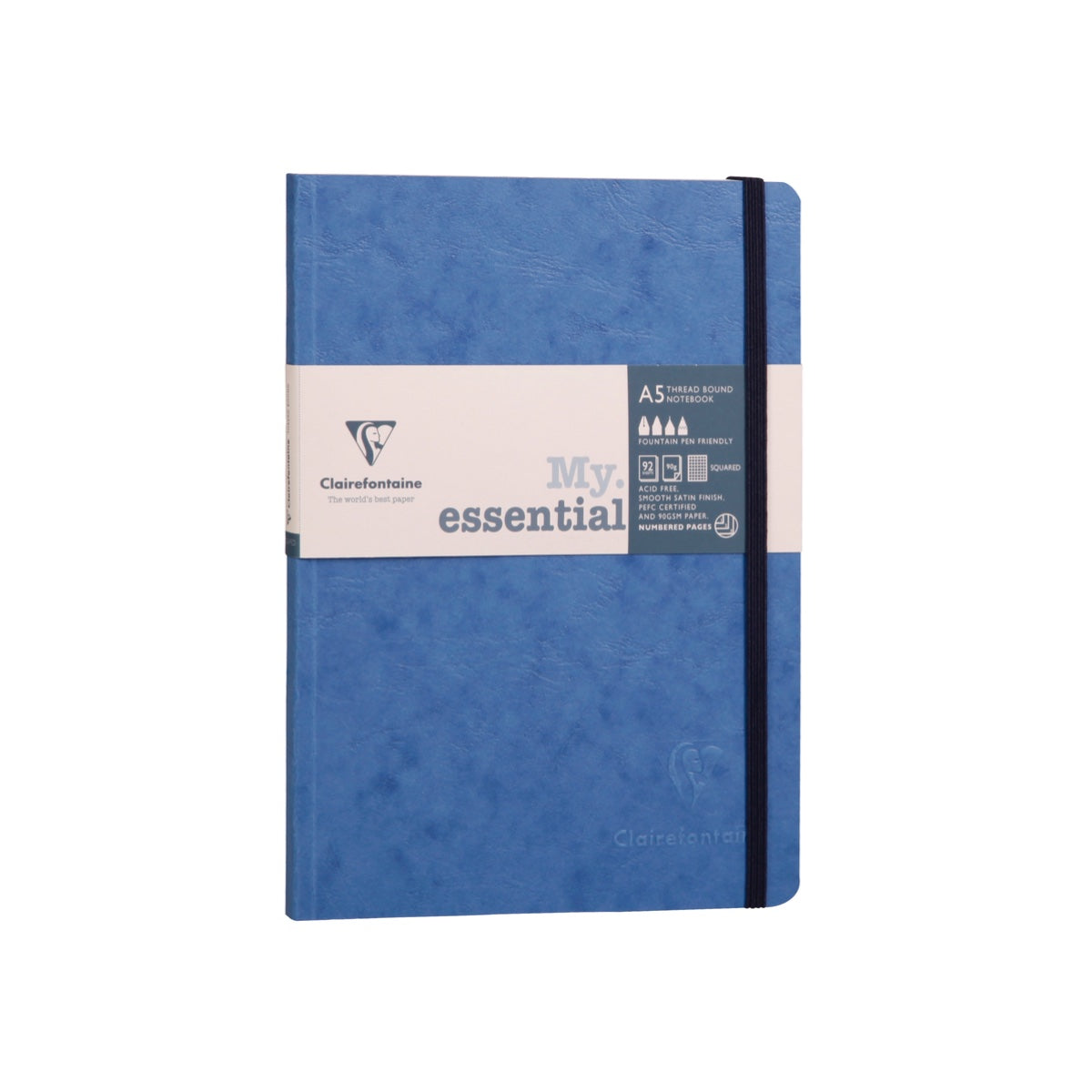 Clairefontaine Age Bag Notebook A5, Leather Effect, Lined, 90gsm, 192/pages, Blue