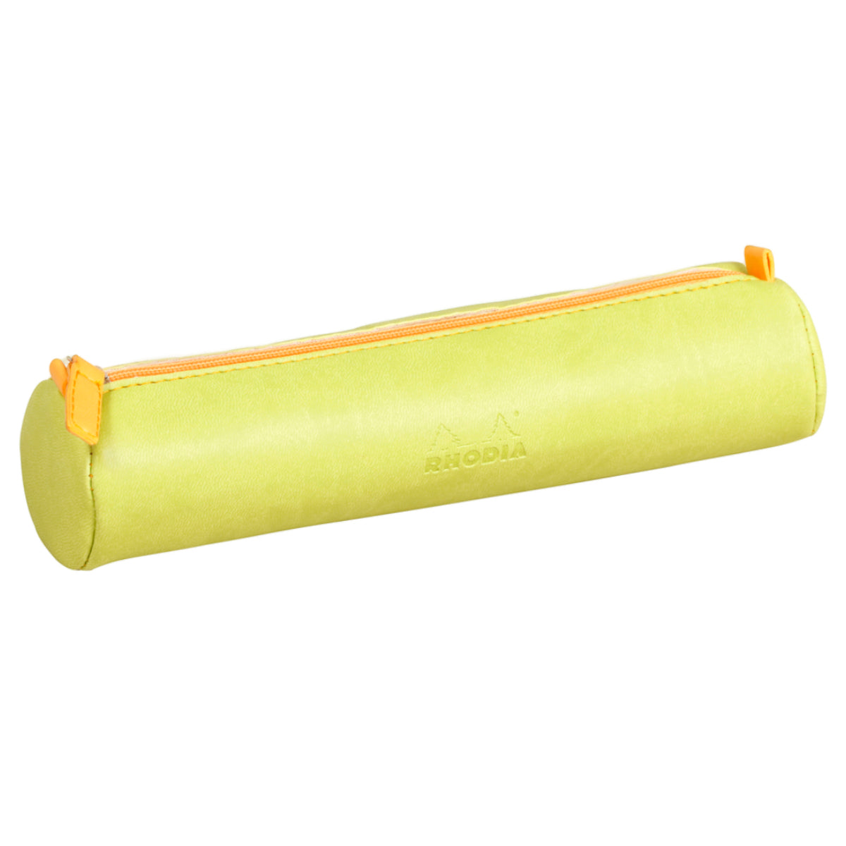 RHODIA rhodiarama Round Pencil Case with Zipper, PU Leather, 215 x 50 mm, Light Green