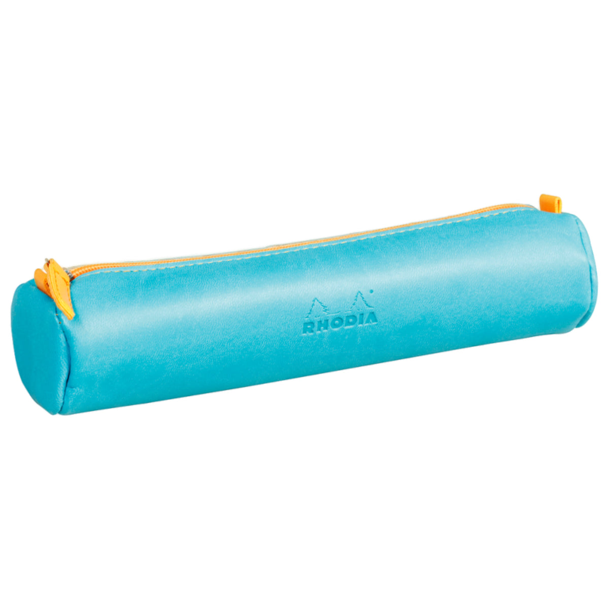 RHODIA rhodiarama Round Pencil Case with Zipper, PU Leather, 215 x 50 mm, Turquoise