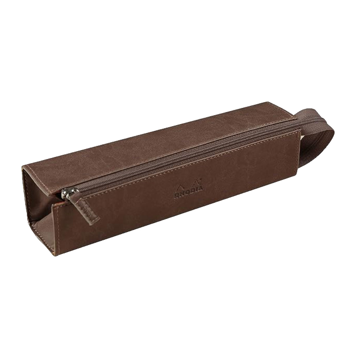 RHODIA rhodiarama Square Pencil Case with Zipper, PU Leather, 230 x 50 mm, Brown