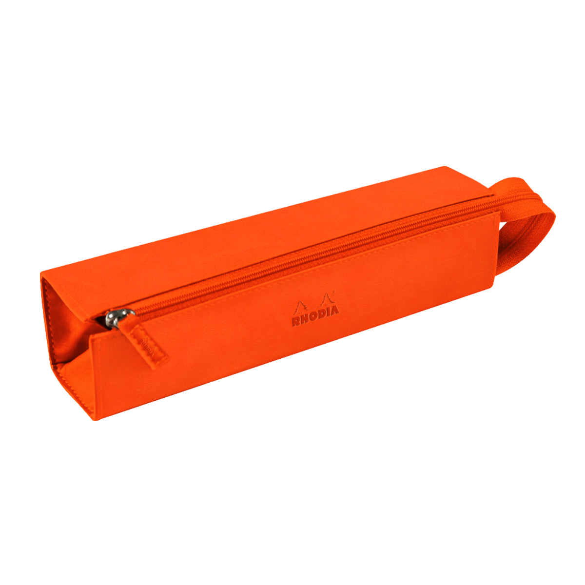 RHODIA rhodiarama Square Pencil Case with Zipper, PU Leather, 230 x 50 mm, Tangerin