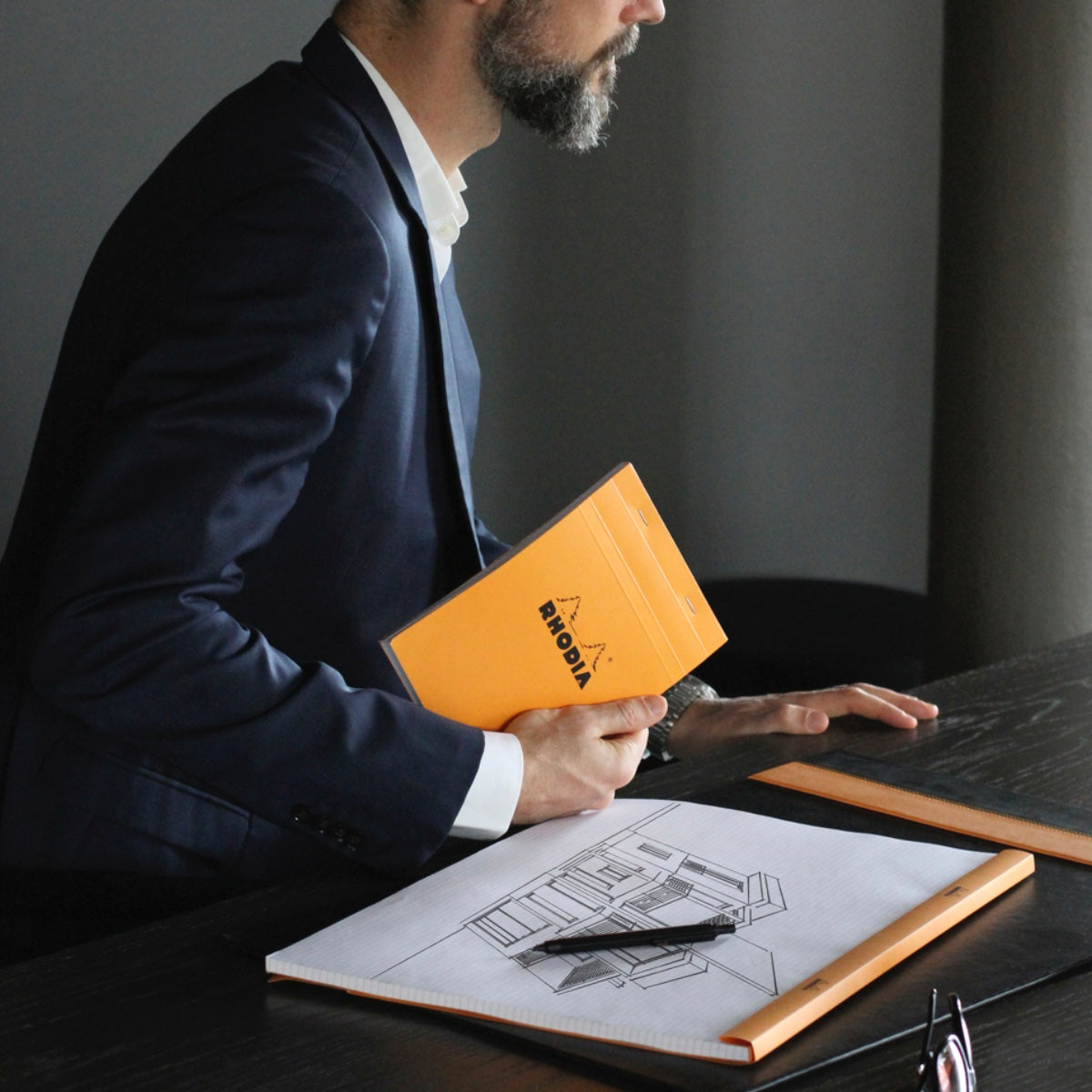 RHODIA Notepad, Graph Ruled, 80gsm, 80/pages, Orange, Assorted Sizes