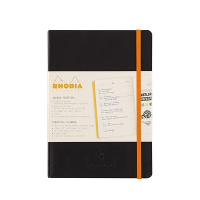 RHODIA Perpetual undated Diary A5, Soft PU Cover, 1Week/1Page, Black