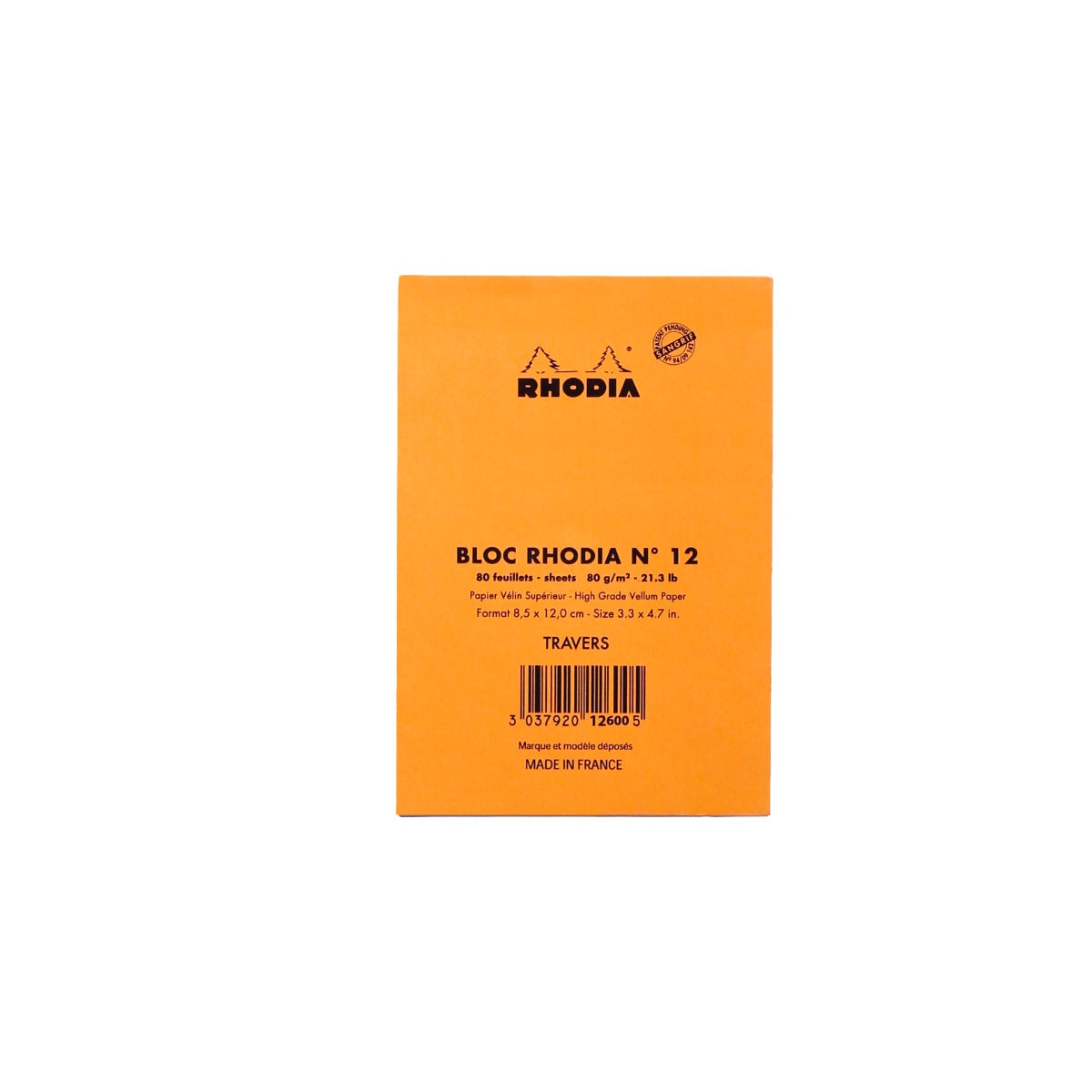 RHODIA Notepad, Lined, 80gsm, 80/pages, Orange, Assorted Sizes