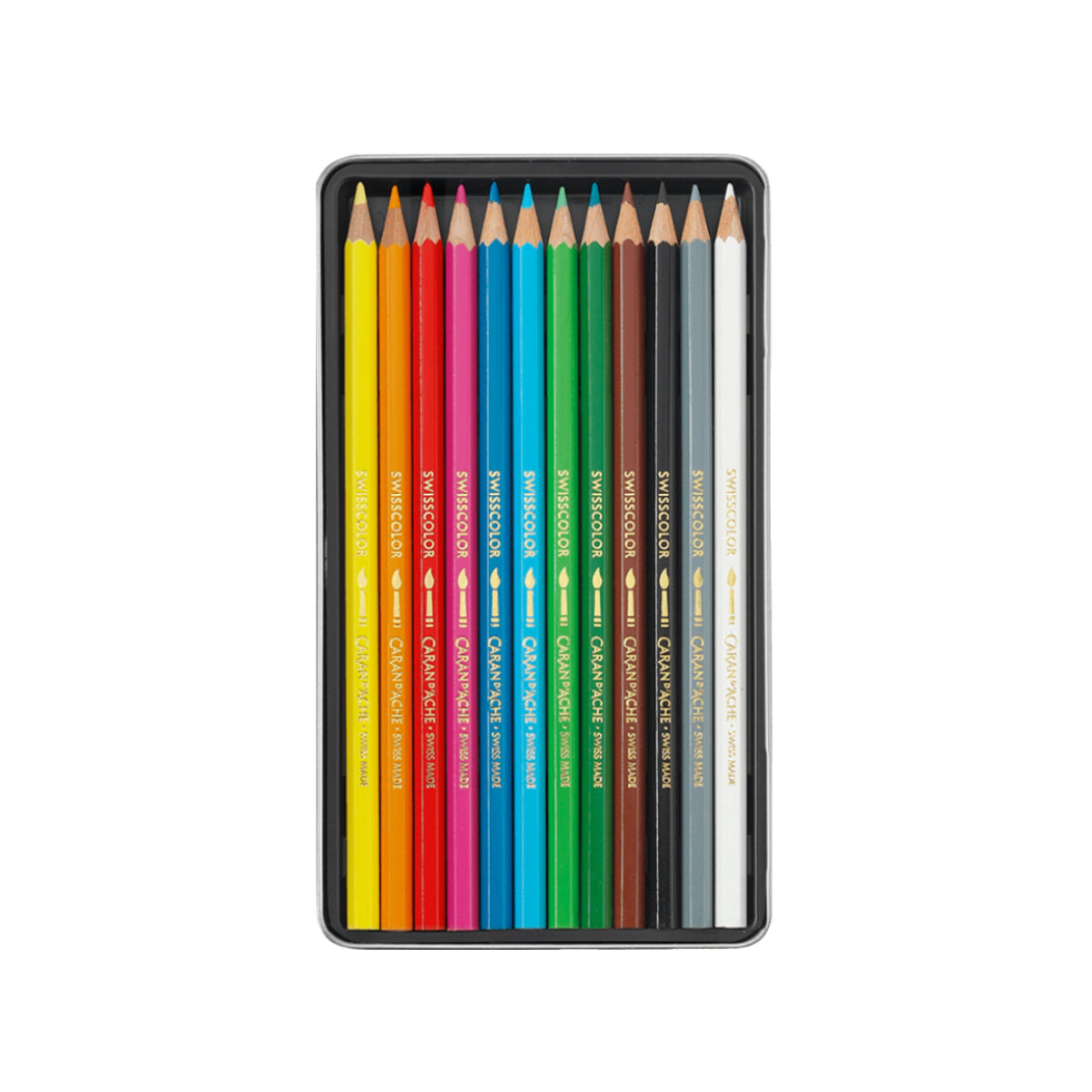CARAN d'ACHE SWISSCOLOR Water-Soluble, Color Pencil, 12/metal case