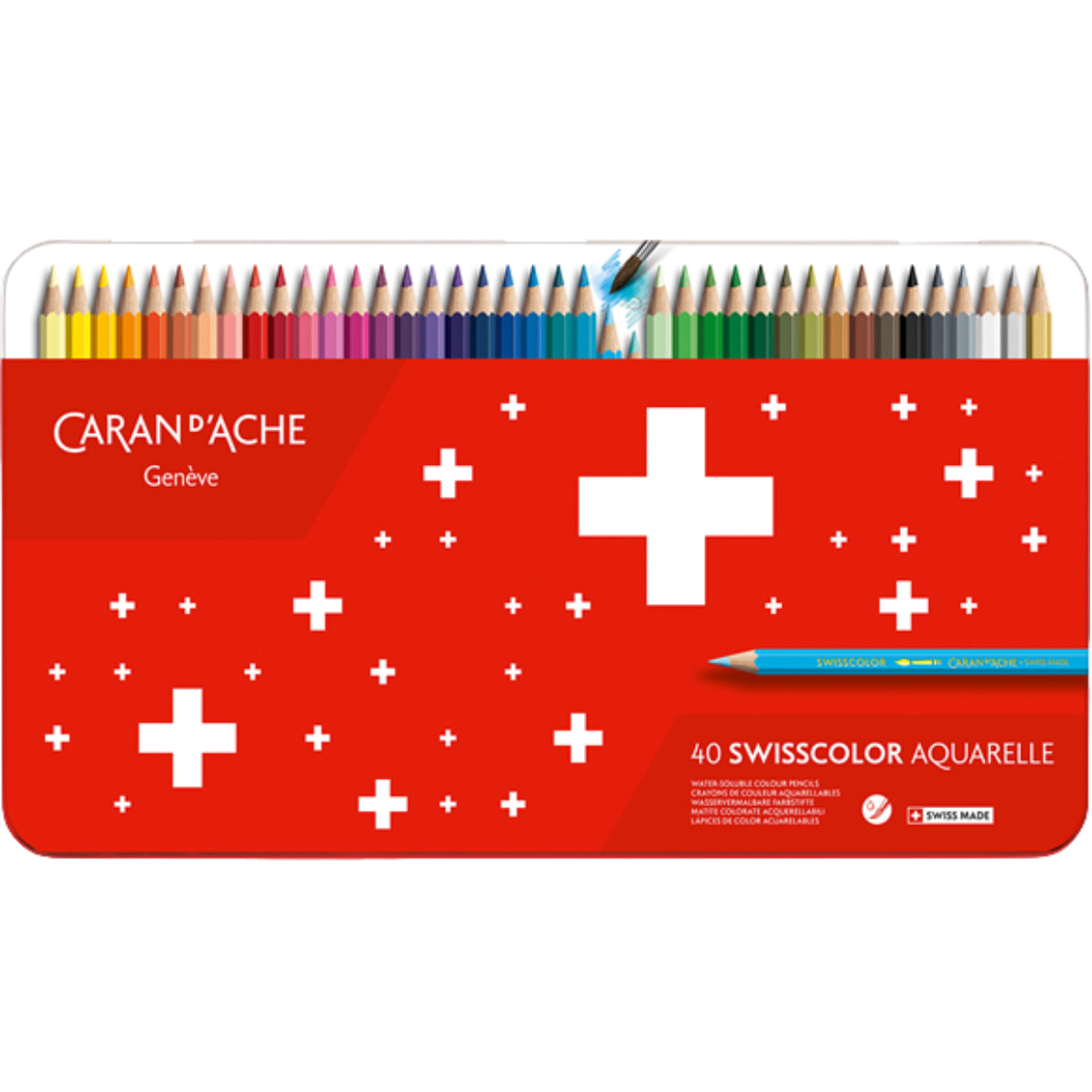 CARAN d'ACHE SWISSCOLOR Water-Soluble, Color Pencil, 40/metal case