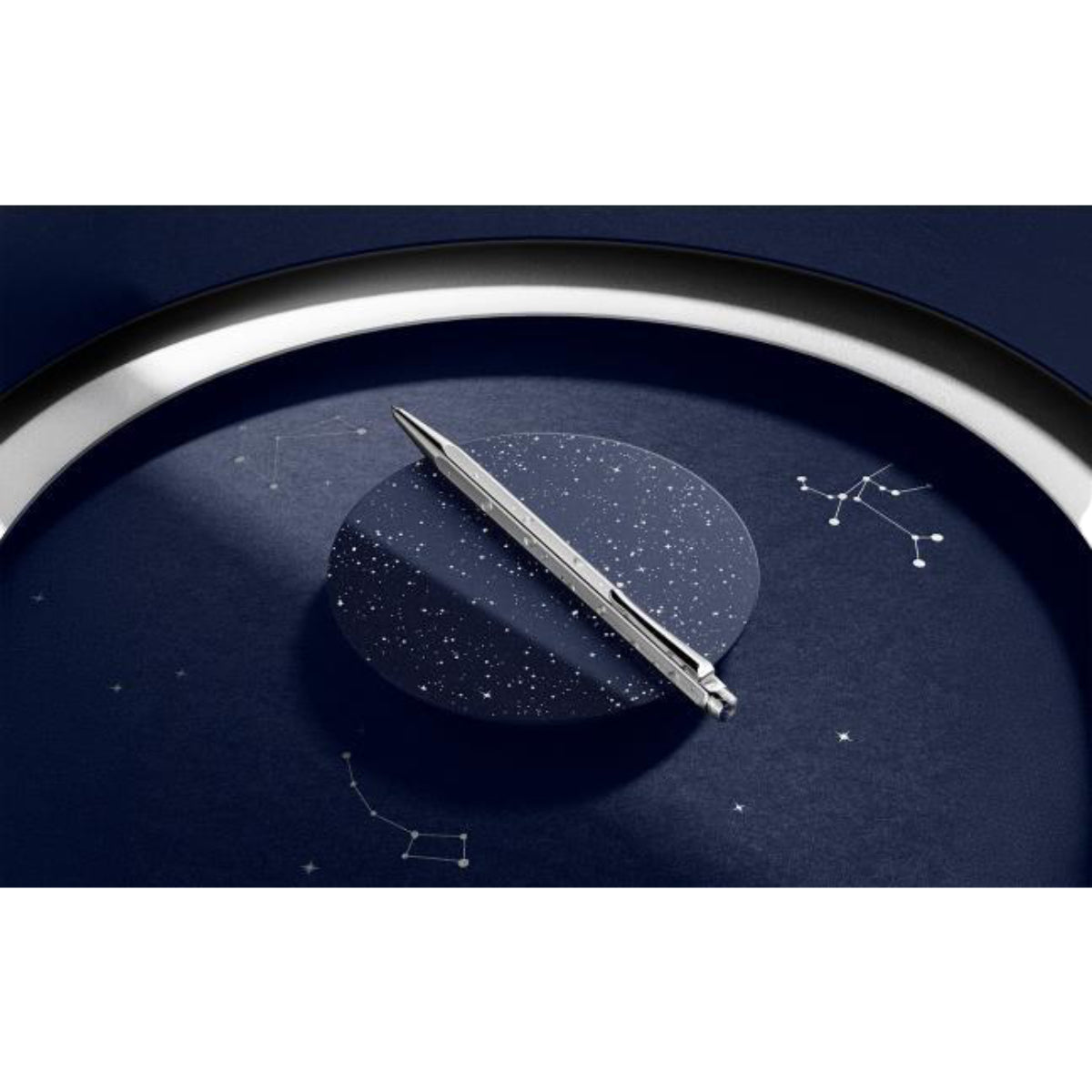 CARAN d'ACHE ECRIDOR COSMIC BLUE Gift Set Ballpoint Pen with Leather Pouche, Platinum-Plated