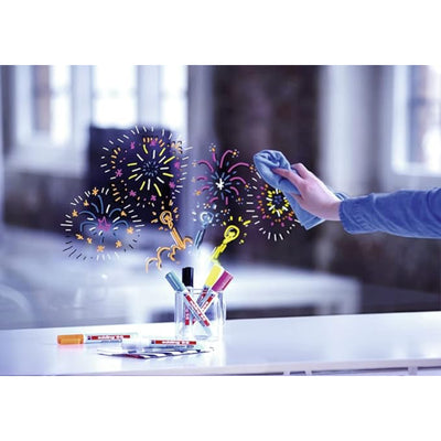 edding 95 Glassboard Marker Set, 2-3mm, Bullet Tip, 6/set, Black/Colors