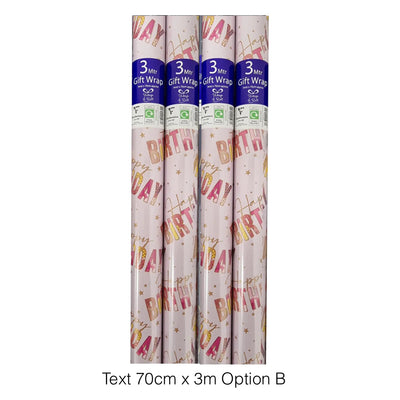 Clairefontaine Gift Wrapping Kraft Paper BIRTHDAY, 70cm x 2.5 / 70cm x 3m, Assorted Designs