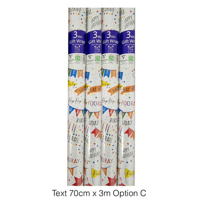 Clairefontaine Gift Wrapping Kraft Paper BIRTHDAY, 70cm x 2.5 / 70cm x 3m, Assorted Designs