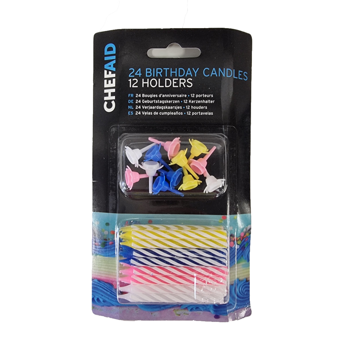 HAPPY BIRTHDAY Cake Candles, 24/pack, Assorted Colors