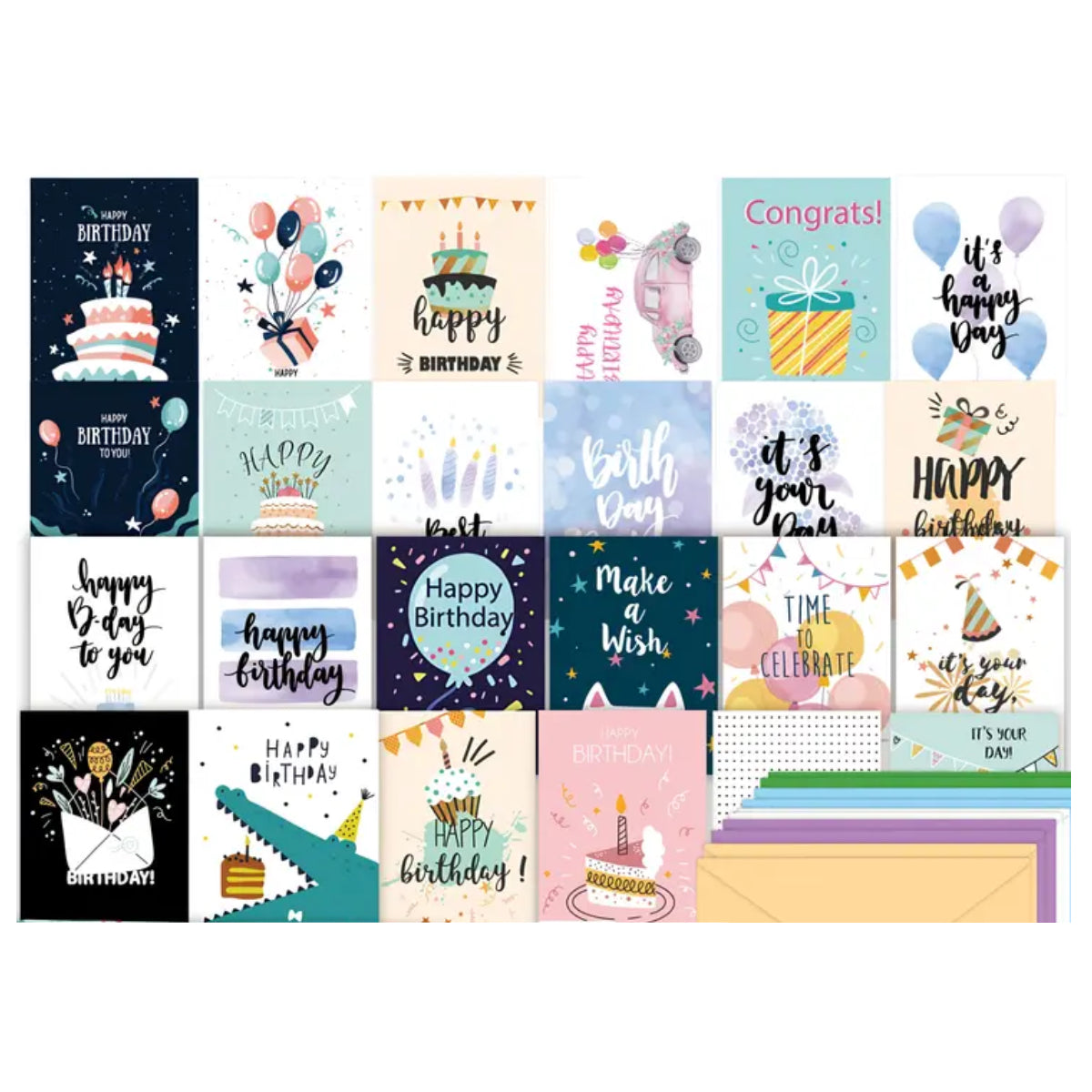 HAPPY BIRTHDAY Card with Envelope, 150 x 100mm, Assorted Designs, per piece