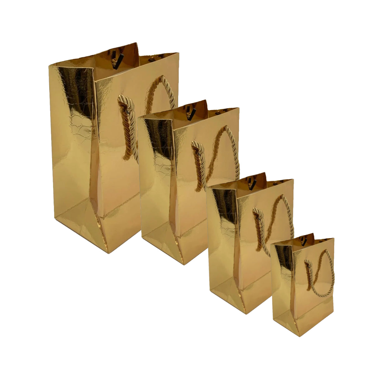 Paper Gift Bag, Croco Glossy, Gold