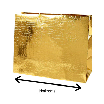 Paper Gift Bag, Croco Glossy, Gold