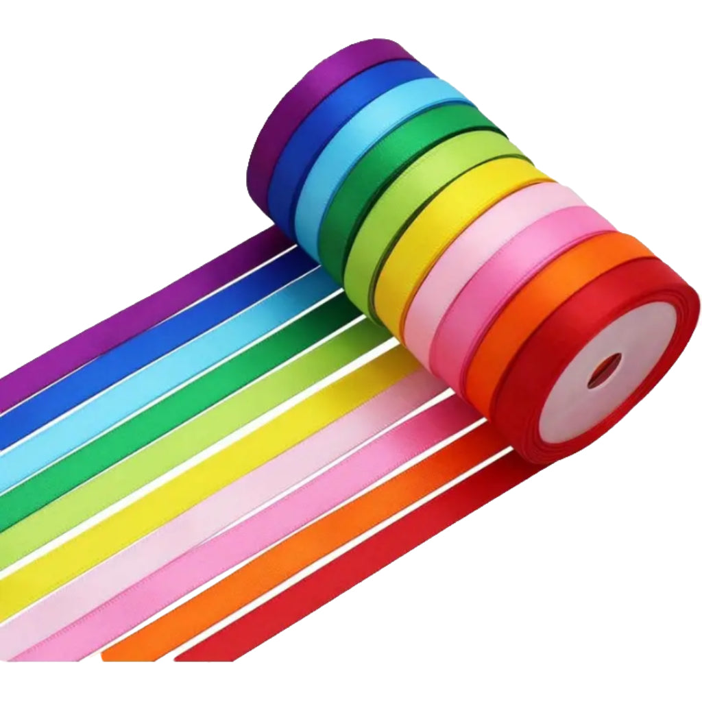 Ribbons Satin Ribbon thin, 10mm x 22.8 meter, Assorted Colours