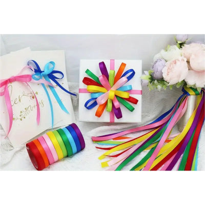 Ribbons Satin Ribbon thin, 10mm x 22.8 meter, Assorted Colours