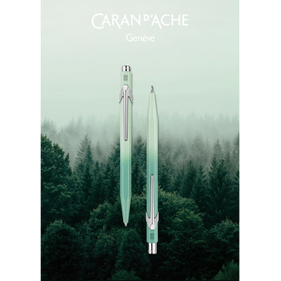 CARAN d'ACHE 849 Ballpoint Pen & Mechanical Pencil Metal, Misty Forest Set - Special Edition