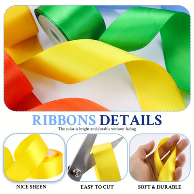 Satin Ribbon broad, 25mm x 4.57m, Assorted Colors