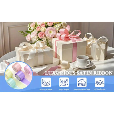 Satin Ribbon broad, 25mm x 4.57m, Assorted Colors