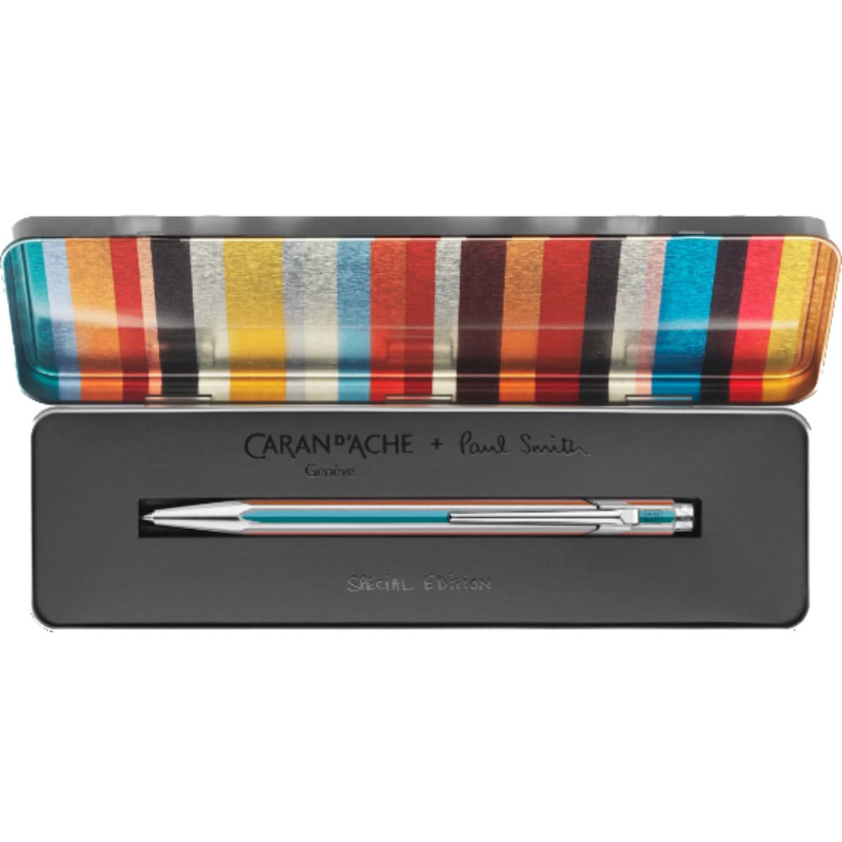 CARAN d'ACHE 849 Ballpoint Pen PAUL SMITH Signature Stripes with Box, Grey Silver
