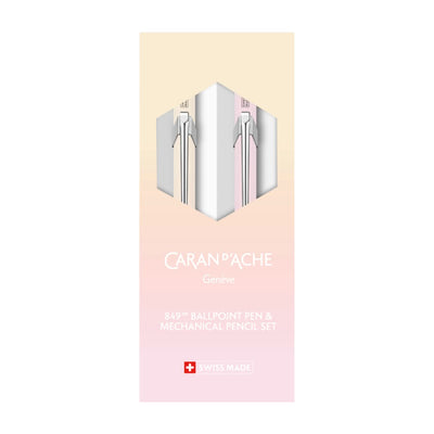 CARAN d'ACHE 849 Set Ballpoint Pen and Mechanical Pencil HORIZON, Pastel Pink/Yellow - Special Edition
