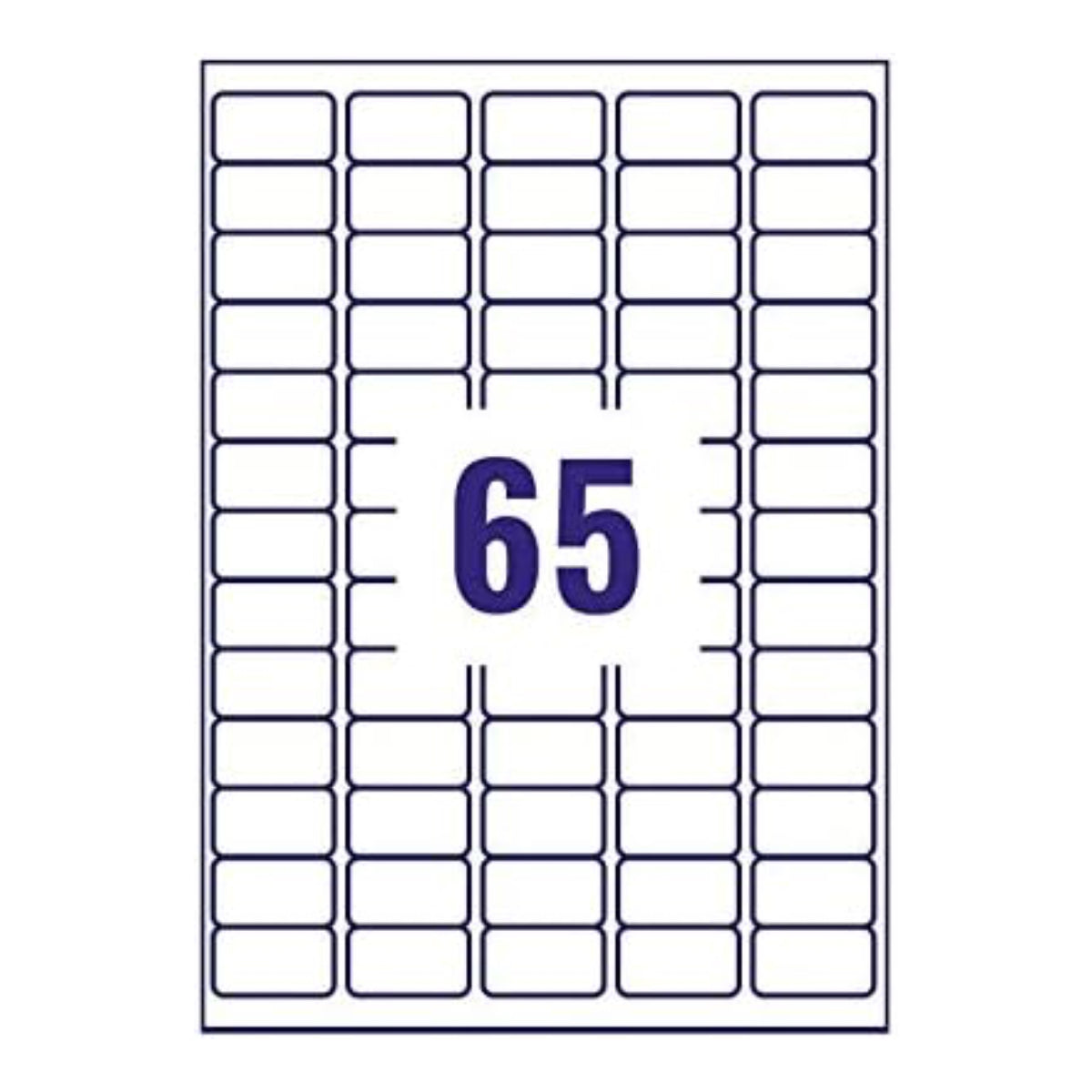 xel-lent 65 labels/sheet, straight corners, 38.1 x 21.2 mm, 100sheets/pack, White