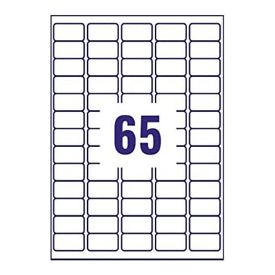 xel-lent 65 labels/sheet, straight corners, 38.1 x 21.2 mm, 100sheets/pack, White