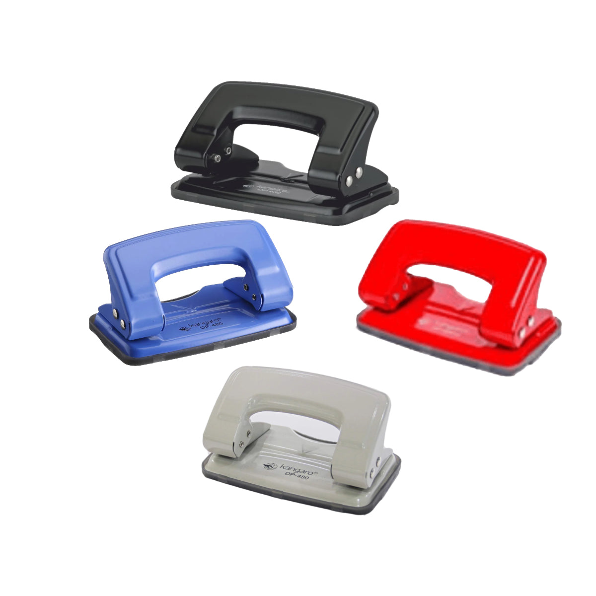 Kangaro 2 Hole Puncher DP-480, 12 Sheets Capacity, Assorted Colors