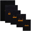 RHODIA Notepad, Graph Ruled, 80gsm, 80/pages, Black, Assorted Sizes