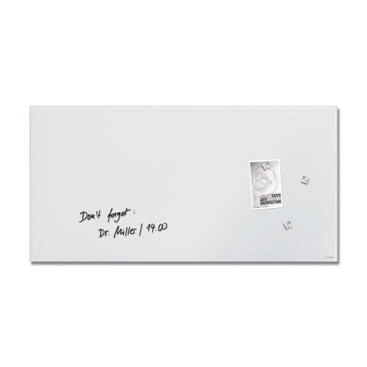 Sigel Magnetic Glass Board ARTVERUM, 91 x 46 cm, White, Matt