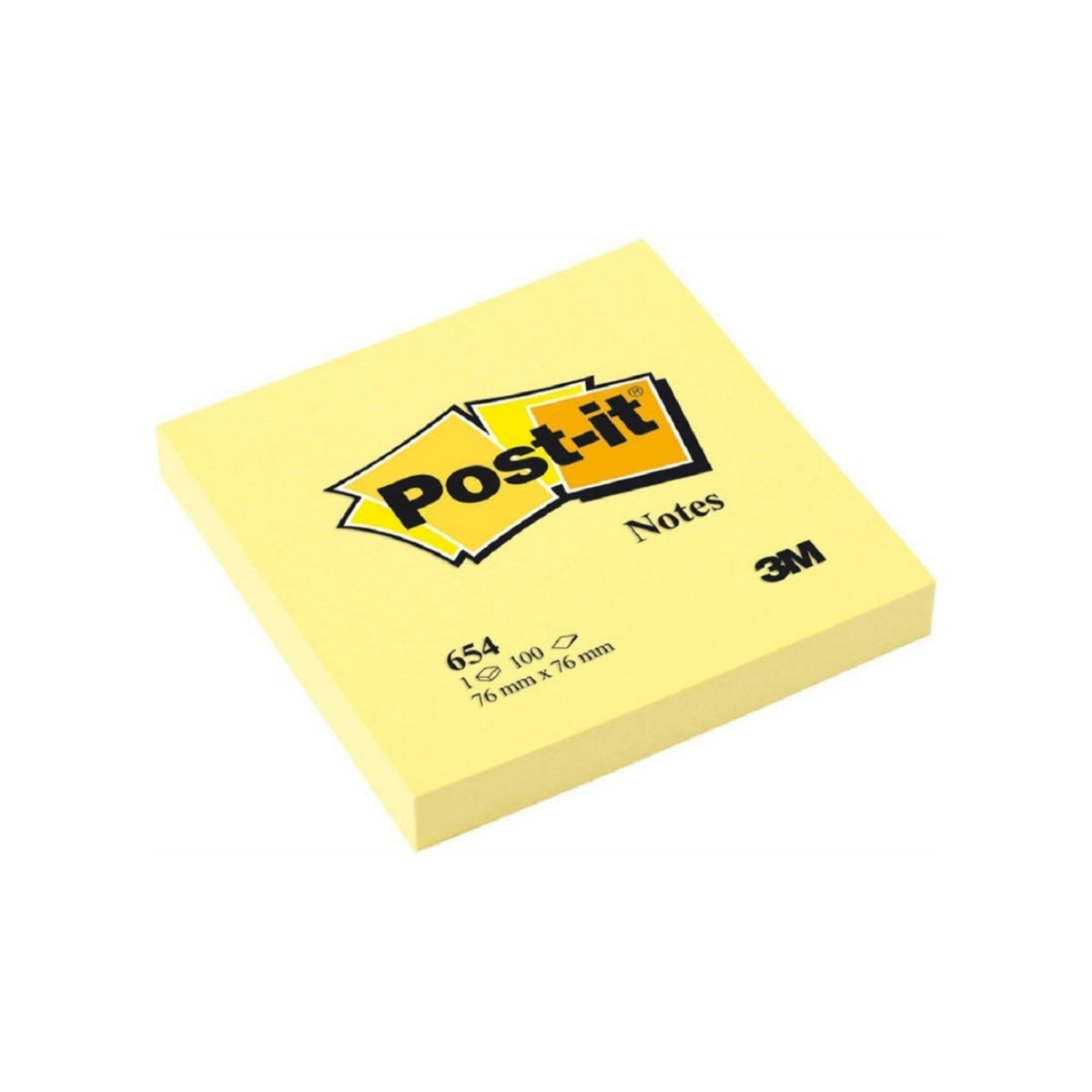 3M Post-it Notes 654, 3x3 inches, Canary Yellow