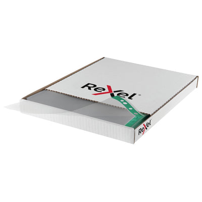 Rexel Premium Reinforced Punched Pockets A4, Crystal Clear, 100/box