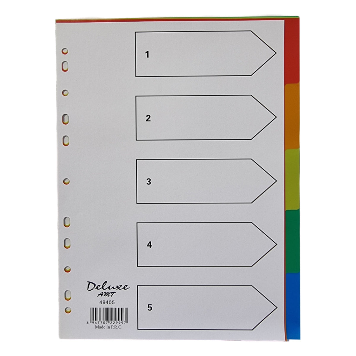 Deluxe Divider Plastic Colored A4, 5 Tabs
