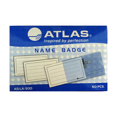 Atlas Plastic Name Badges with Clip and Pin, 50/box