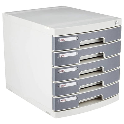 deli 5 Drawer Cabinet with Lock, Grey