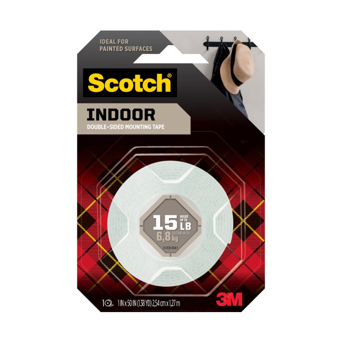 3M Scotch Mounting Tape 114 Indoor 1 x 50 inches Office One LLC