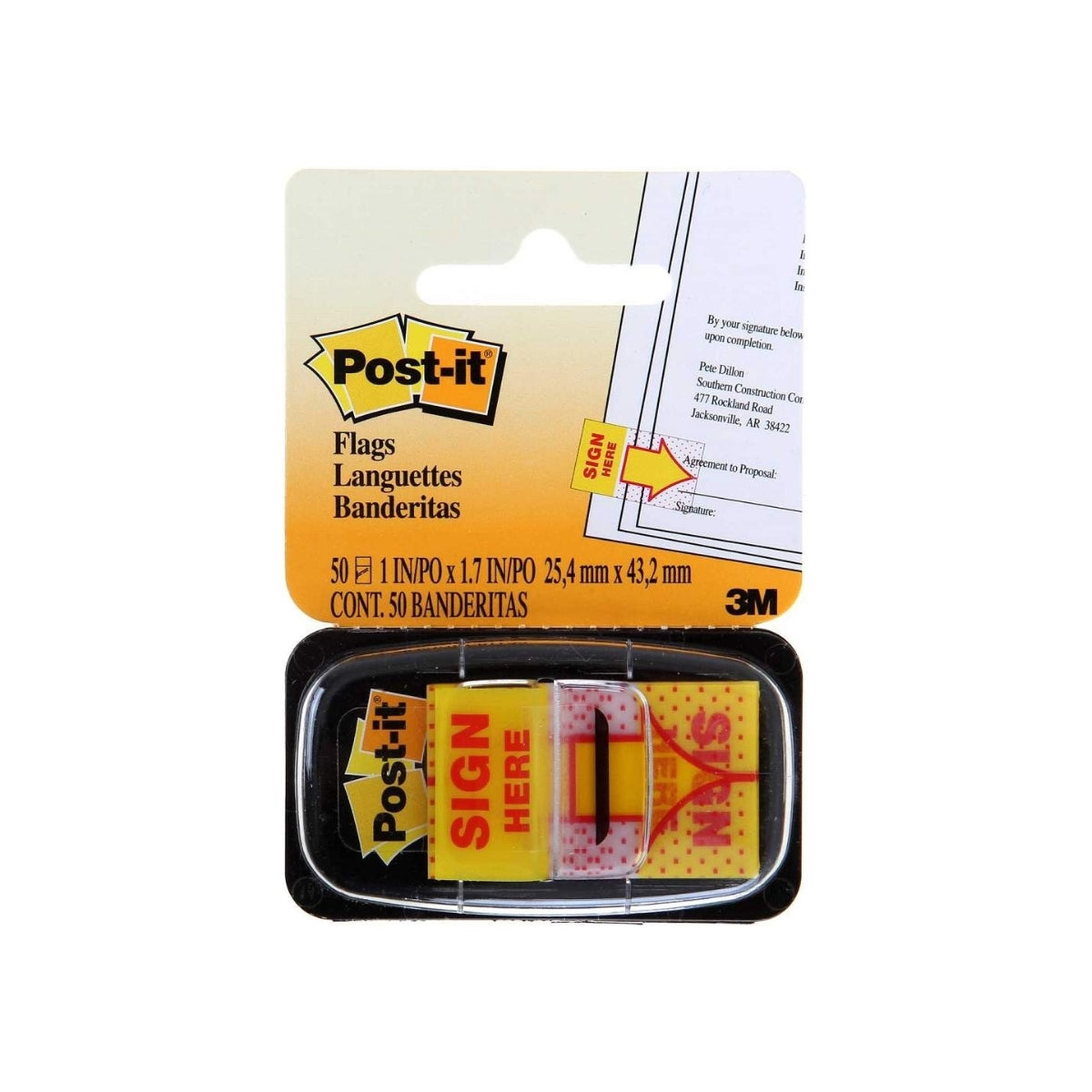 3M Post-it Flags 680-9, Sign Here, 25.4x43,2mm, 50/dispenser, Yellow