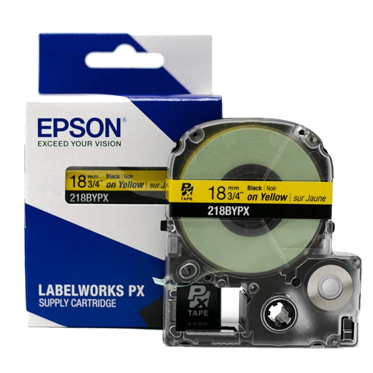 Epson LABELWORKS PX 18mm 218BYPX Tape, Black on Yellow