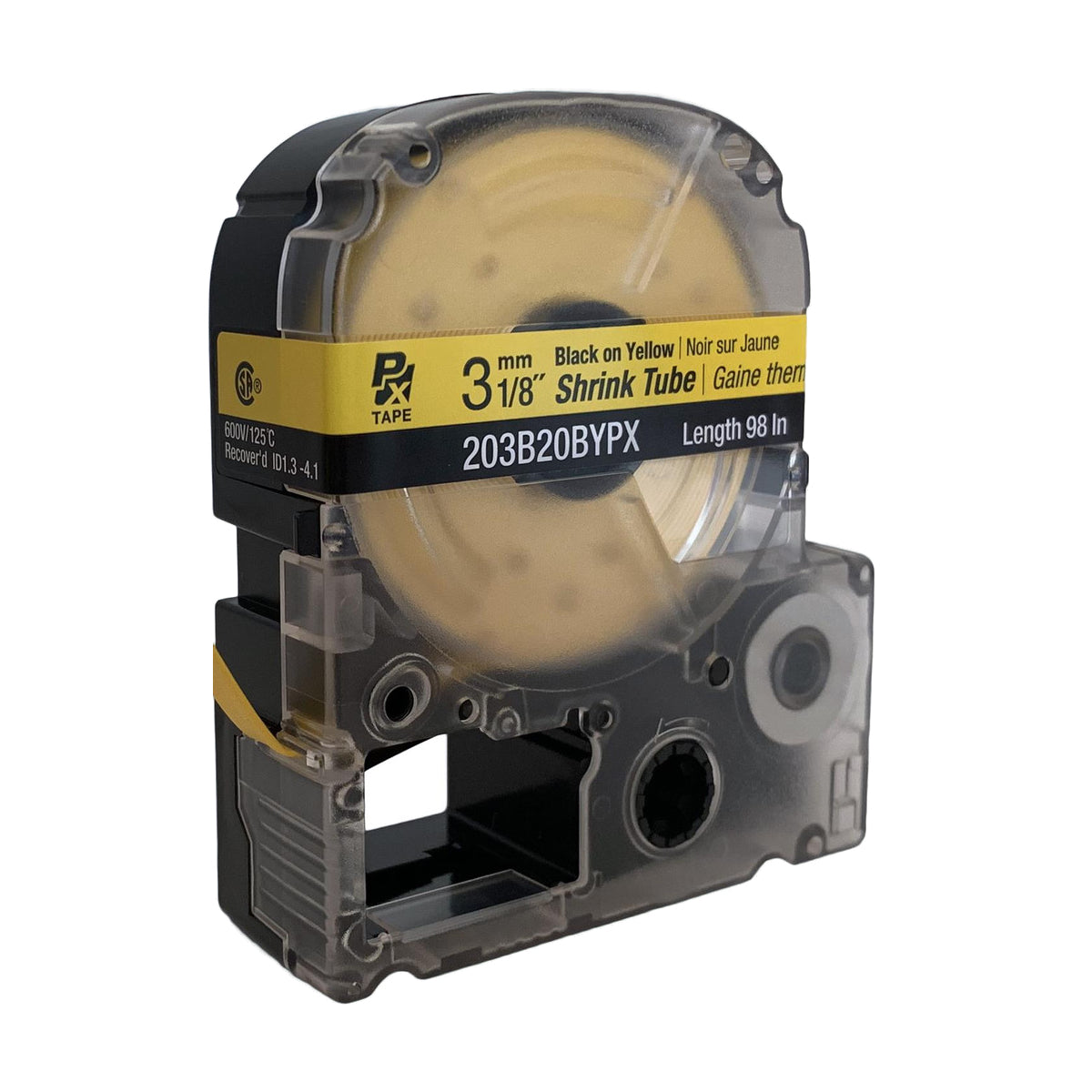 Epson LABELWORKS PX 3mm 203B20BYPX  Shrink Tube, Black on Yellow