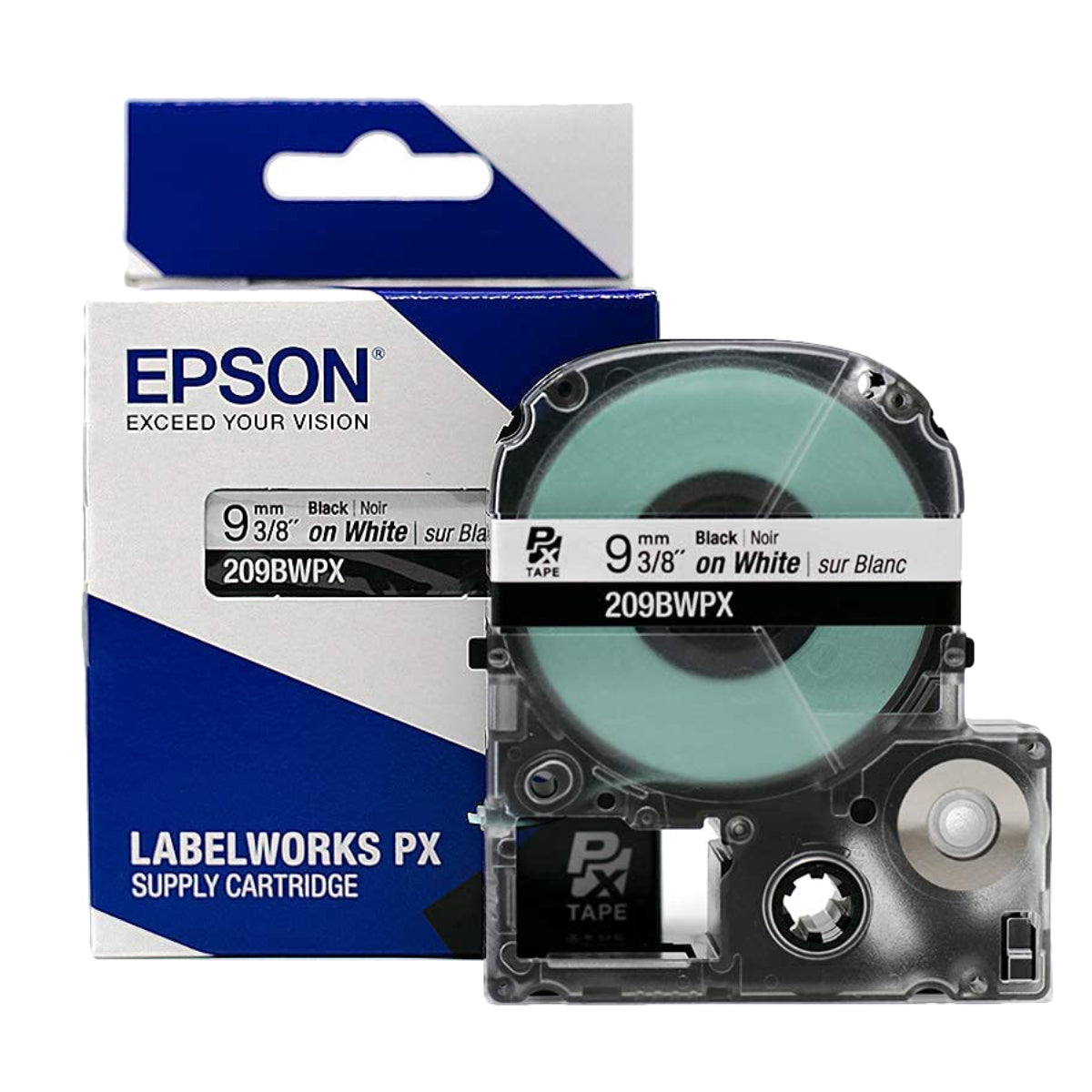 Epson LABELWORKS PX 9mm 209BWPX Tape, Black on White