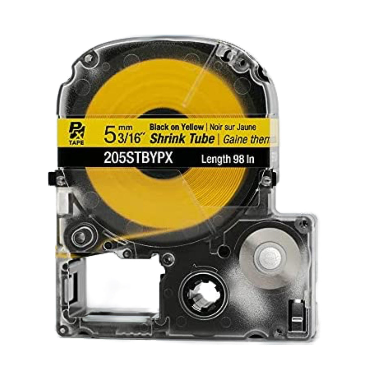 Epson LABELWORKS PX 5mm 205STBYPX Shrink Tube, Black on Yellow