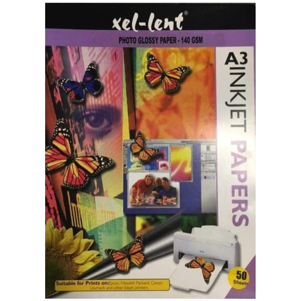 xel-lent Inkjet Glossy Photo Paper, A3, 140gsm, 50/pack - Office Su ...