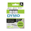 Dymo D1 Label Cassette, 12 mm x 7 m, Black on Clear - 45010
