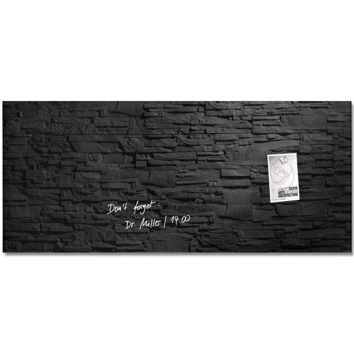 Sigel Magnetic Glass Board ARTVERUM, 130 x 55 cm, Black Slate Design