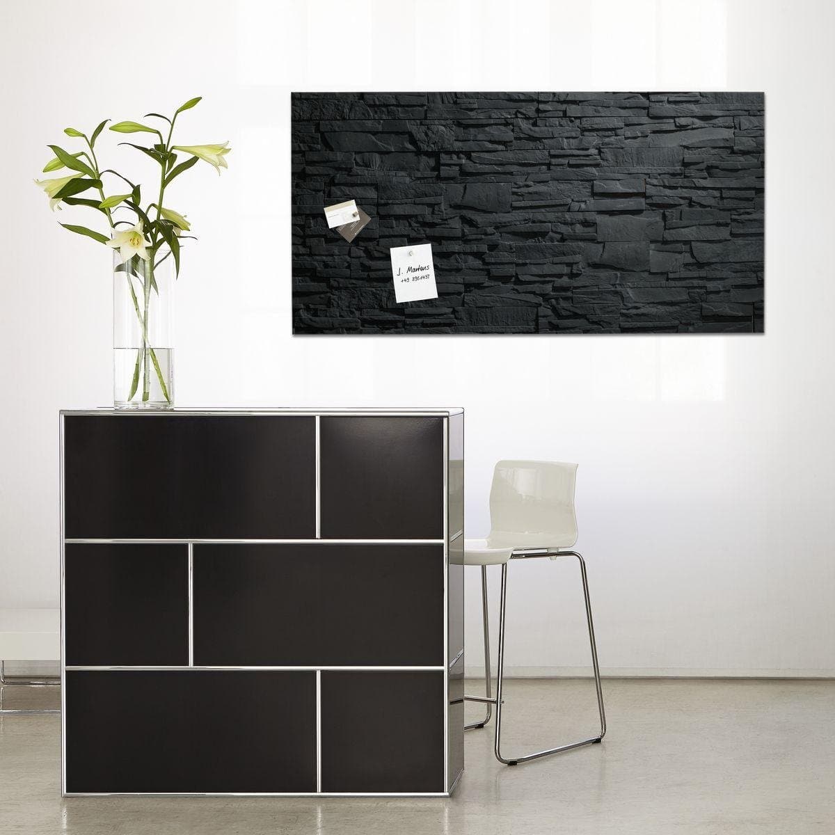 Sigel Magnetic Glass Board ARTVERUM, 130 x 55 cm, Black Slate Design