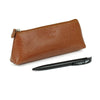 Laurige Triangular Leather Pen Pouch with Zipper, Brown