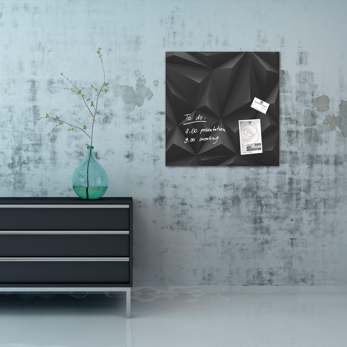 Sigel Magnetic Glass Board ARTVERUM, 48 x 48 cm, Black-Diamond