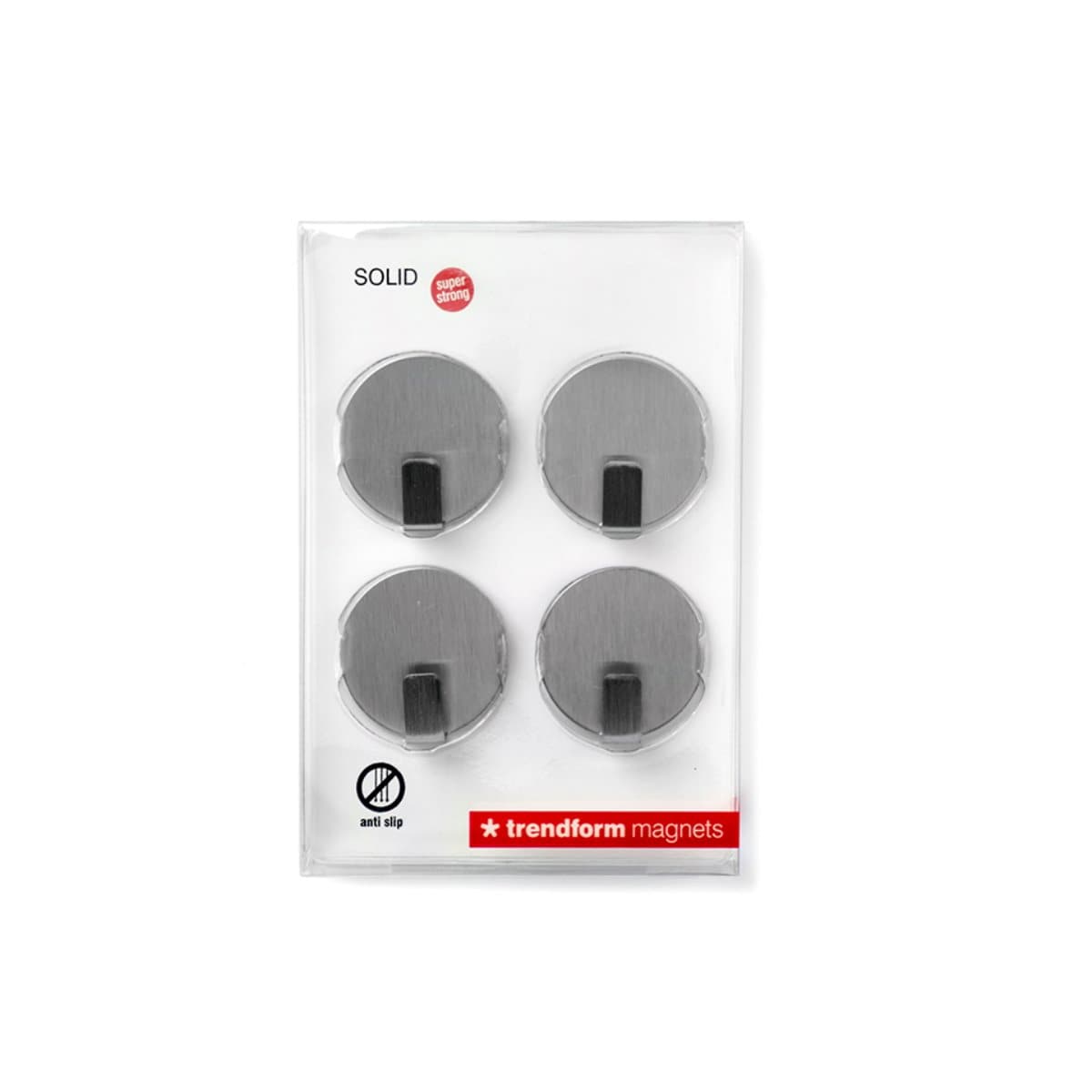 Trendform Magnetic Hook SOLID, 4/pack, Stainless Steel