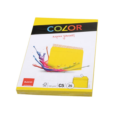 Elco Color Envelope C5, 6.5" x 9", 100g, 25/pack, Yellow